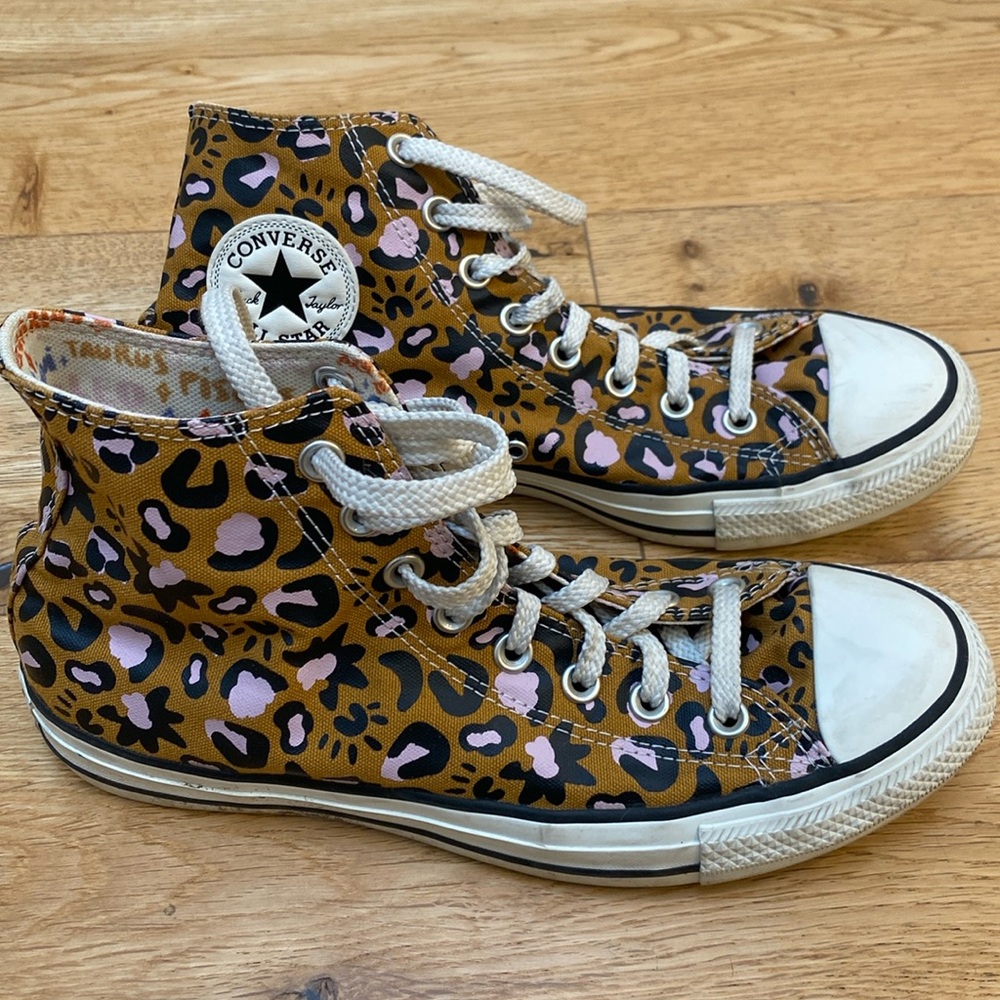 Converse cheetah print high tops